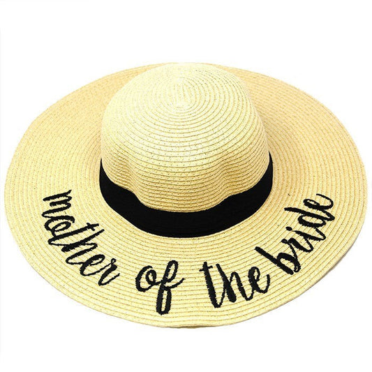 Mother of the Bride Embroidery Straw Floppy Sun Hat, (MOB) whether you‚Äôre basking under the sun at the beach, lounging by the pool or kicking back with friends at the lake, a great hat can keep you cool and comfortable even when the sun is high in the sky.  Beach, Pool, Vacation, Honeymoon, Cruise; Beige;  100% Paper