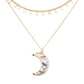 Howlite Metal Star Station Druzy Crescent Moon Pendant Double Layered Necklace. Beautifully crafted design adds a gorgeous glow to any outfit. Jewelry that fits your lifestyle! Perfect Birthday Gift, Anniversary Gift, Mother's Day Gift, Anniversary Gift, Graduation Gift, Prom Jewelry, Just Because Gift, Thank you Gift.