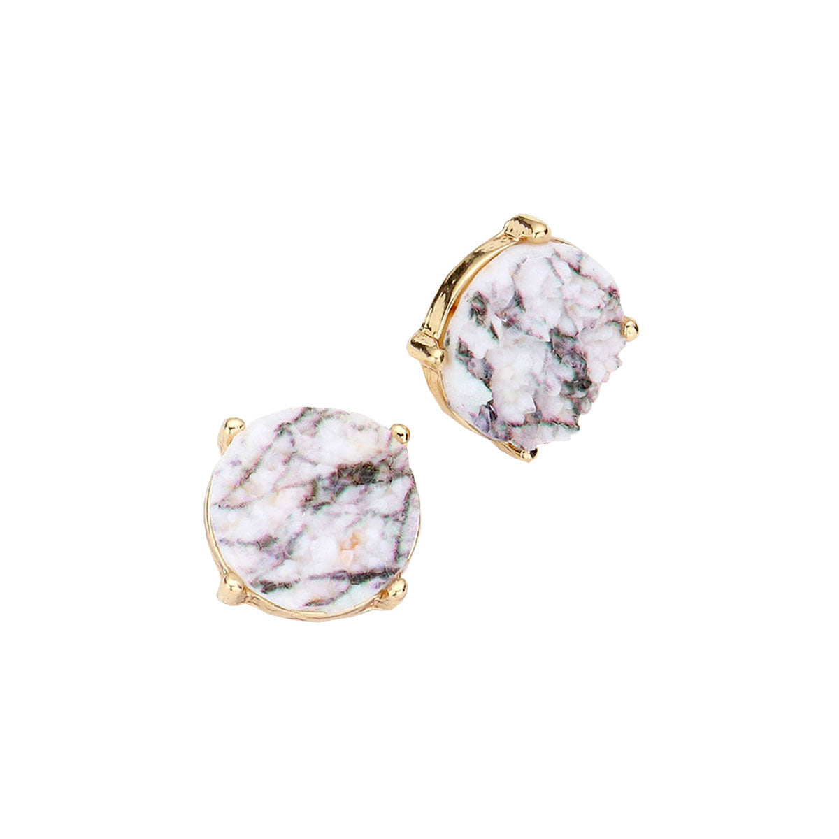 Howlite Round Druzy Stud Earrings. Get ready with these bright earrings, put on a pop of color to complete your ensemble. Perfect for adding just the right amount of shimmer & shine and a touch of class to special events. Perfect Birthday Gift, Anniversary Gift, Mother's Day Gift, Graduation Gift.