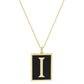 Gold Dipped Enamel Rectangle Monogram Pendant Necklace