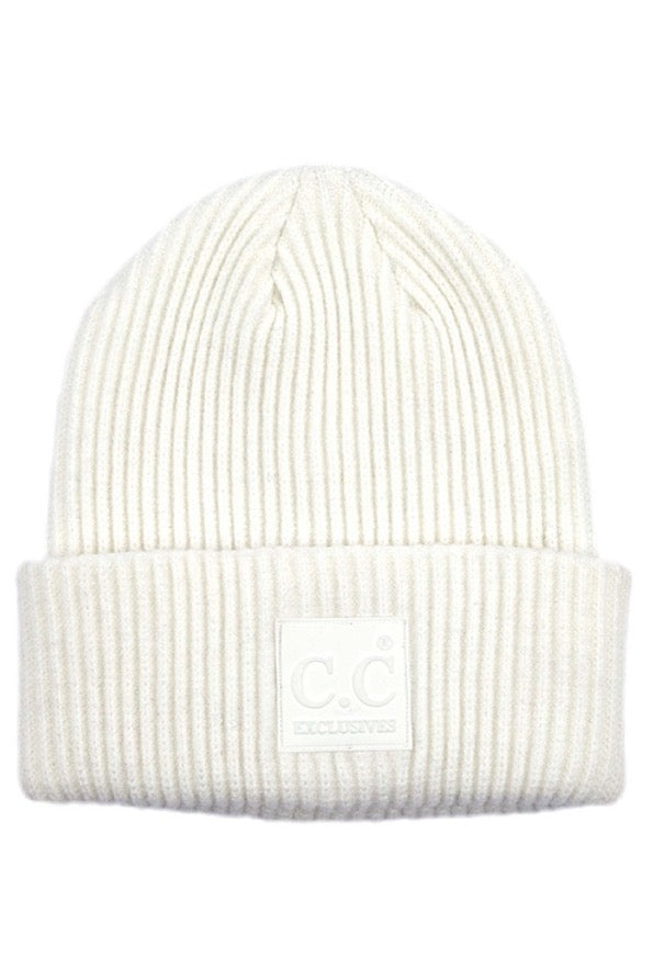Ivory C.C Solid Ribbed Knit Beanie With Rubber Patch Comfy Warm Winter Hat; reach for this classic toasty hat to keep you nice n warm in the chilly winter weather, the wintry touch finish to your outfit. Perfect Gift Birthday, Christmas, Holiday, Anniversary, Stocking Stuffer, Secret Santa, Valentine's Day, Loved One, BFF
