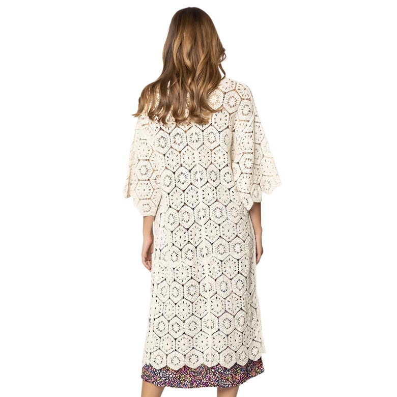 Ivory Crochet Long Cover Up Poncho, this timeless crochet long cover-up poncho is Soft, Lightweight, and breathable fabric, close to the skin, and comfortable to Wear. sophisticated, flattering, and cozy. look perfectly breezy and laid-back as you head to the beach. A fashionable eye-catcher will quickly become one of your favorite accessories.