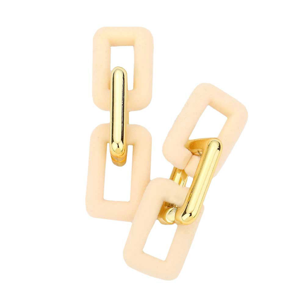 Ivory Faux Suede Open Rectangle Link Dangle Earrings, These Earrings sure to make an impression with career or weekend wear. Add something special to your outfit! These dainty, modern, minimalist-style earrings can be worn daily as well as on special occasions. It will be your new favorite accessory. Perfect Birthday Gift, Anniversary Gift, Mother's Day Gift, Graduation Gift, Prom Jewelry, Just Because Gift, Thank you Gift.