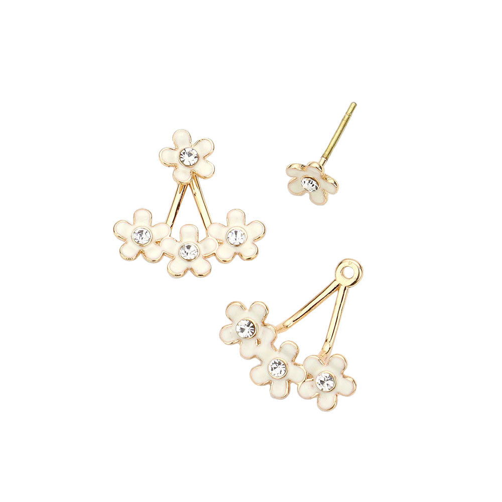 Ivory Flower Ear Jackets, Rejuvenate your style with these feminine front back ear jackets, which can be detached for single wearing or other ways according to your favor. An elegant and brilliant expression of your fair maiden beauty. Jewelry makes a great gift for Mother’s Day, Anniversary, Wedding, Birthday, Holiday, Stocking Stuffer, Christmas, Valentine’s Day, Graduation Gift.