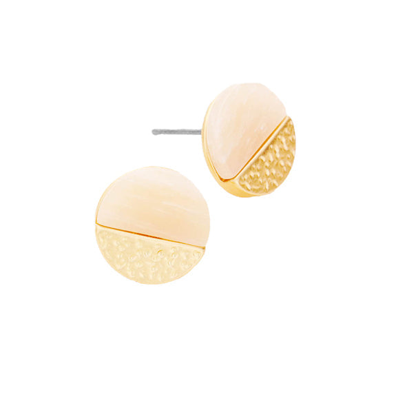 Ivory Half Semi Precious Stone Detail Circle Stud Earrings Stone Earrings; ultra-chic stone earrings will take your look up a notch, versatile enough for wearing straight through the week, lightweight for all-day wear. Great Birthday Gift, Graduation Gift, Thank you Gift, Stone Earrings, Anniversary Gift, Just Because Gift