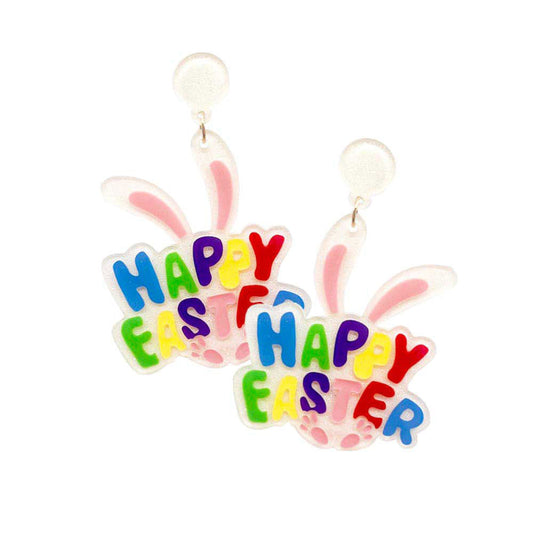 Ivory Happy Easter Resin Bunny Dangle Earrings, perfect for the festive season, embrace the Easter spirit with these happy resin dangle earrings, these adorable dainty gift earrings are bound to cause a smile or two. Surprise your loved ones on this Easter Sunday occasion, great gift idea for Wife, Mom, or your Loving One.