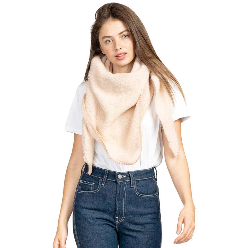 Ivory Plain Solid Triangle Scarf Shawl, is accented by a triangle style design in a Plain solid color, warm cozy over the shoulder scarf, plushy addition to any cold-weather ensemble, adds a modern touch to the cozy style. It's a design that gives any outfit a unique look. As a modern fashionista, try wearing this luxurious scarf. It'll definitely become a favorite in your accessories collection. Perfect Gift for Birthday, Holiday, Anniversary, Christmas, Fun Night Out, etc. 