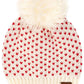 Ivory Red C.C Heart Pattern Knit Pom Beanie Hat, before running out the door into the cool air, you’ll want to reach for this toasty beanie to keep you incredibly warm. Accessorize the fun way with this faux fur pom pom hat, it's the autumnal touch you need to finish your outfit in style. Awesome winter gift accessory! Perfect Gift Birthday, Christmas, Stocking Stuffer, Secret Santa, Holiday, Anniversary, Valentine's Day, Loved One.