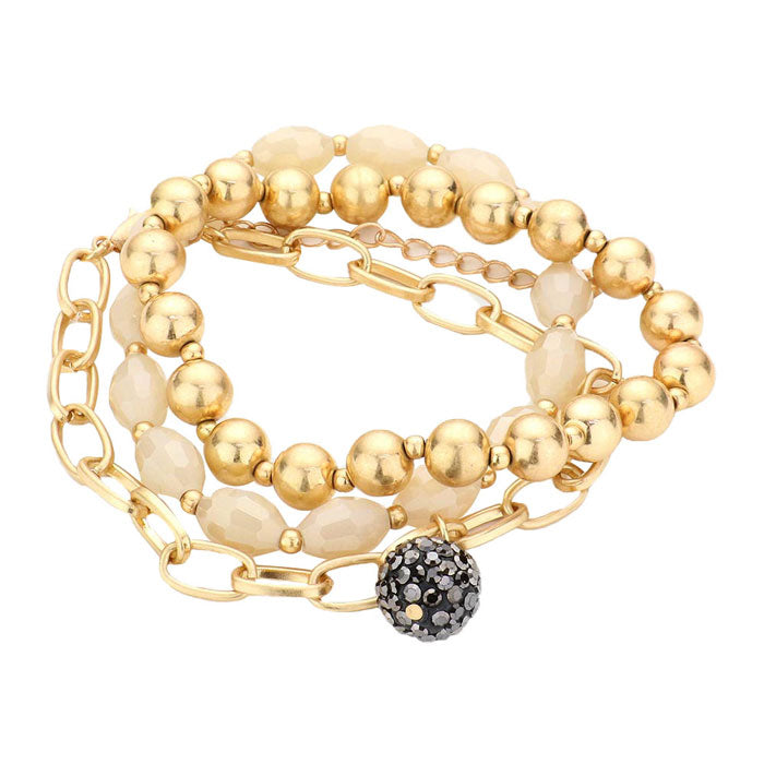 Ivory Shamballa Ball Charm Metal Ball Beaded Bracelets, Get ready with these Magnetic Bracelet, put on a pop of color to complete your ensemble. Perfect for adding just the right amount of shimmer & shine and a touch of class to special events. Perfect Birthday Gift, Anniversary Gift, Mother's Day Gift, Graduation Gift.