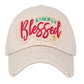 Ivory Simply Blessed Vintage Baseball Cap, A beautiful & cool religious-themed vintage cap that will not only save a bad hair day but also amps up your beauty to a greater extent. This Simply Blessed message embroidered baseball hat is made for you. It's fully adjustable and easy to wear in the perfect style! Perfect to keep your hair away from your face while exercising, running, playing tennis, or just taking a walk outside.