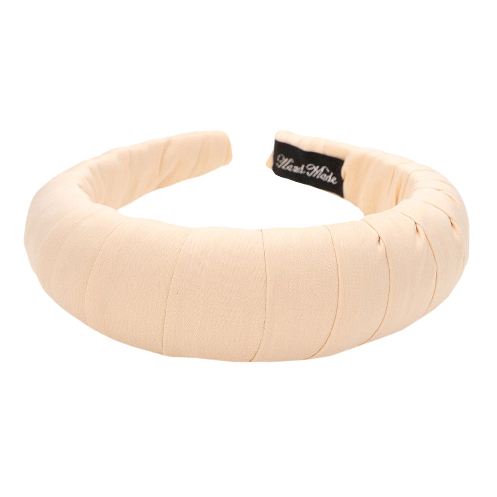 Ivory Solid Fabric Wrapped Padded Headband, create a natural & beautiful look while perfectly matching your color with the easy-to-use solid fabric wrapped padded headband. Push your hair back and spice up any plain outfit with this solid fabric headband! 
