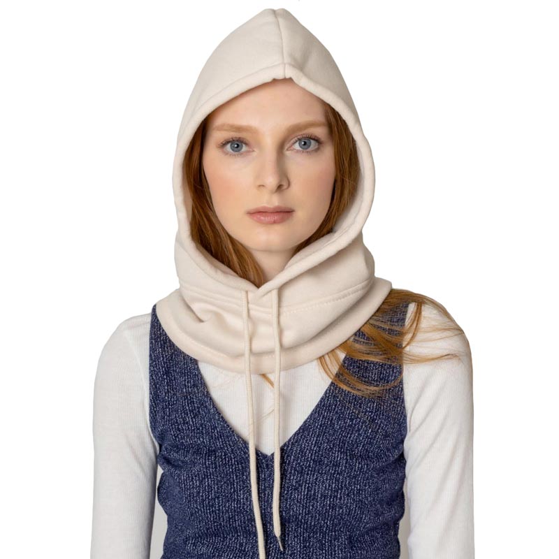 Ivory Sporty String Snood Hat, This sporty snood will provide warmth and comfort in the winter and cold days. Comfortable and lightweight, made with breathable fabric. It is shaped to fit around collars and has a neck cord with a toggle to ensure a comfortable fit. The fabulous & stylish knitting pattern makes it fantastic. A hat and snood will become your favorite accessory in cold weather for every day indoors and outdoors. This snood hat will be a good gift for your loved ones. Stay comfortable & cozy!