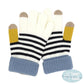Ivory Stripe Pattern Smart Gloves, is a very fashionable, attractive, and cute-looking wear that enriches your outfit. It's made of different colors that make your look so much more eye-catching. Wear these colorful gloves before running out in the cold air to keep you warm and toasty. Accessorize the fun way with these gloves, it's the autumnal touch you need to finish your outfit in style. It makes you stand out with its beautiful design and meets your chosen goal.