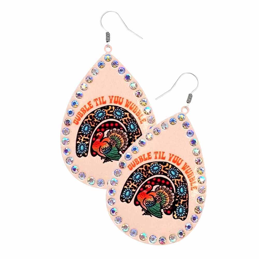 Ivory Thanksgiving Turkey Printed Teardrop Metal Dangle Earrings, Get ready with these  Turkey Printed earrings as part of your festive outfit. The colors are vibrant and the design is a seasonal delight. This earrings can be worn for Halloween parties, cosplay, costume party, display, birthday, Thanksgiving, events, festivals, and so on, also nice for festive decorations gifts for your friend's and families.