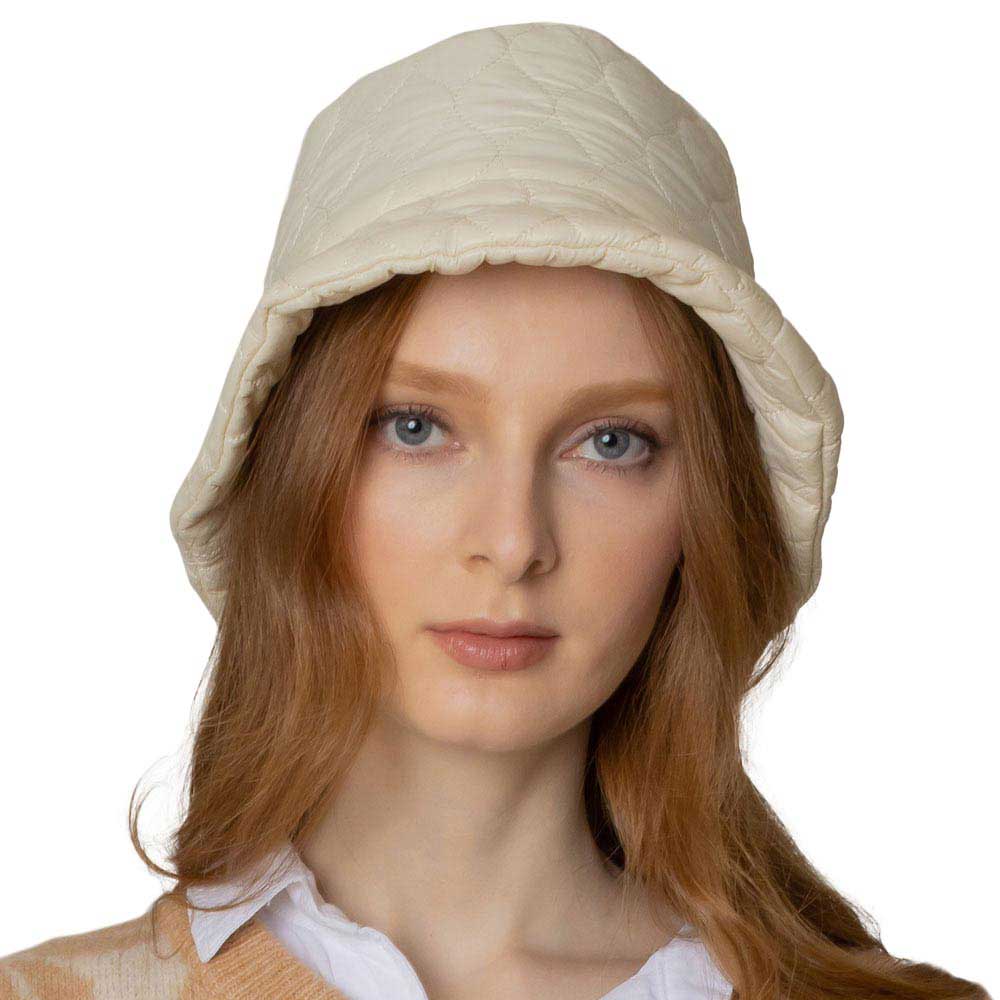 Ivory Wave Padded Bucket Hat, Show your trendy side with this chic Wave Padded Bucket Hat. Have fun and look Stylish anywhere outdoors. Great for covering up when you are having a bad hair day. Perfect for protecting you from the sun, rain, wind, snow, beach, pool, camping, or any outdoor activities. Amps up your outlook with confidence with this trendy bucket hat.