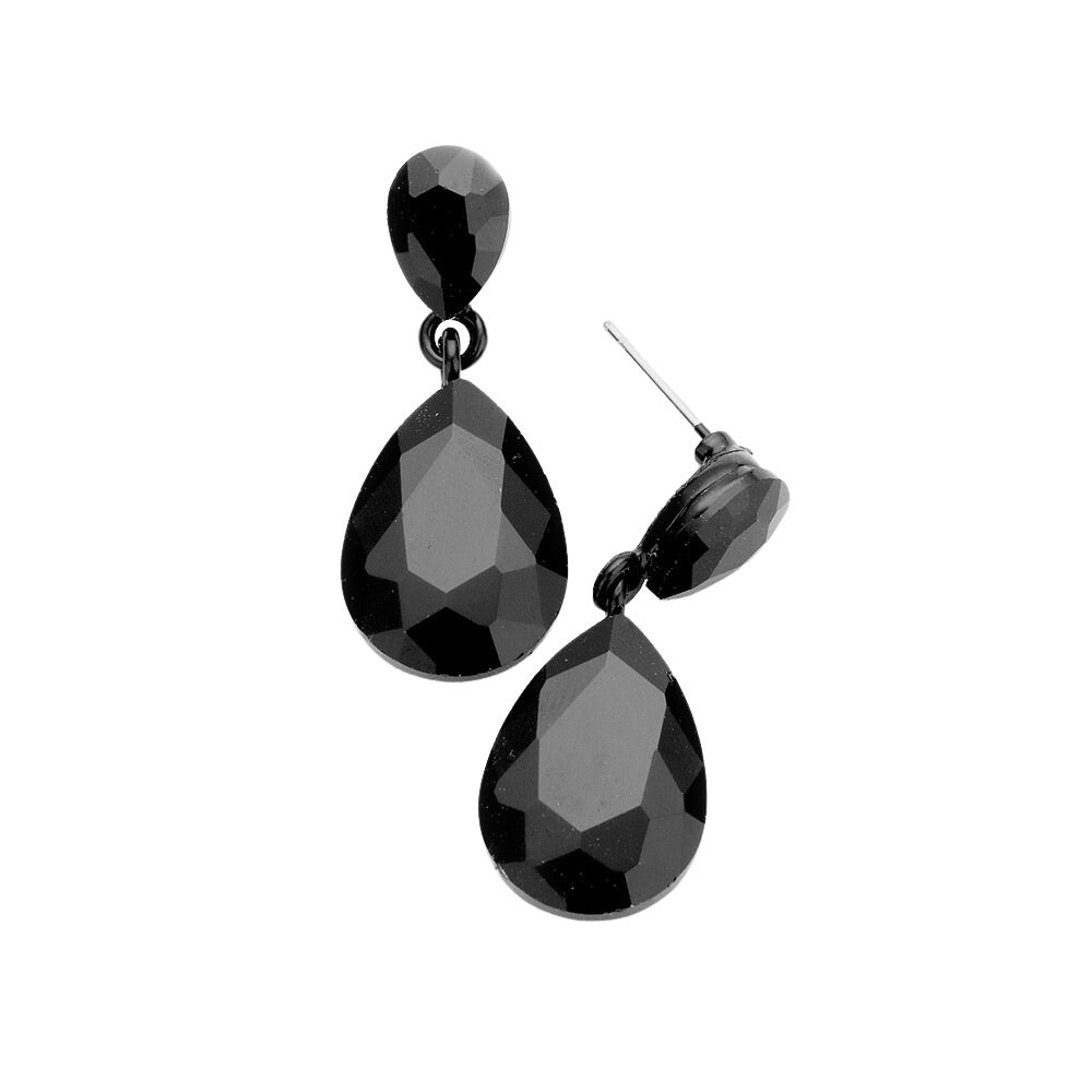 Jet Black Glass Crystal Teardrop Dangle Earrings, these teardrop earrings put on a pop of color to complete your ensemble & make you stand out with any special outfit. The beautifully crafted design adds a gorgeous glow to any outfit on special occasions. Crystal Teardrop sparkling Stones give these stunning earrings an elegant look. Perfectly lightweight, easy to wear & carry throughout the whole day. 