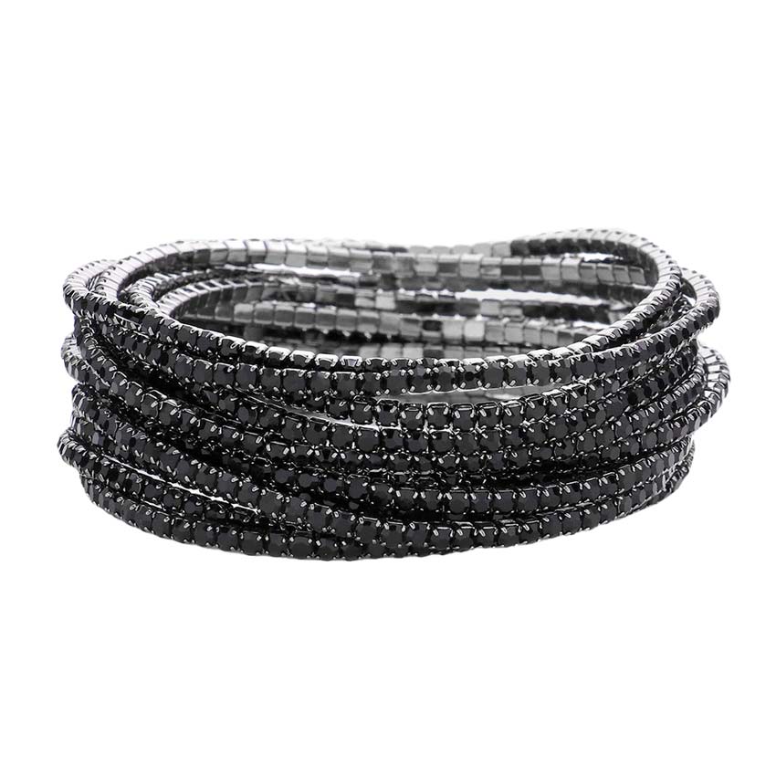 Jet Black 12Pcs Stackable Rhinestone Stretch Evening Bracelets, A stunning bracelet is sure to get you noticed and adds a gorgeous glow to any outfit. Perfect for a night out on the town or a black tie party, ideal for Special Occasion, Prom or an Evening out. Awesome gift for birthday, anniversary, or any special occasion.