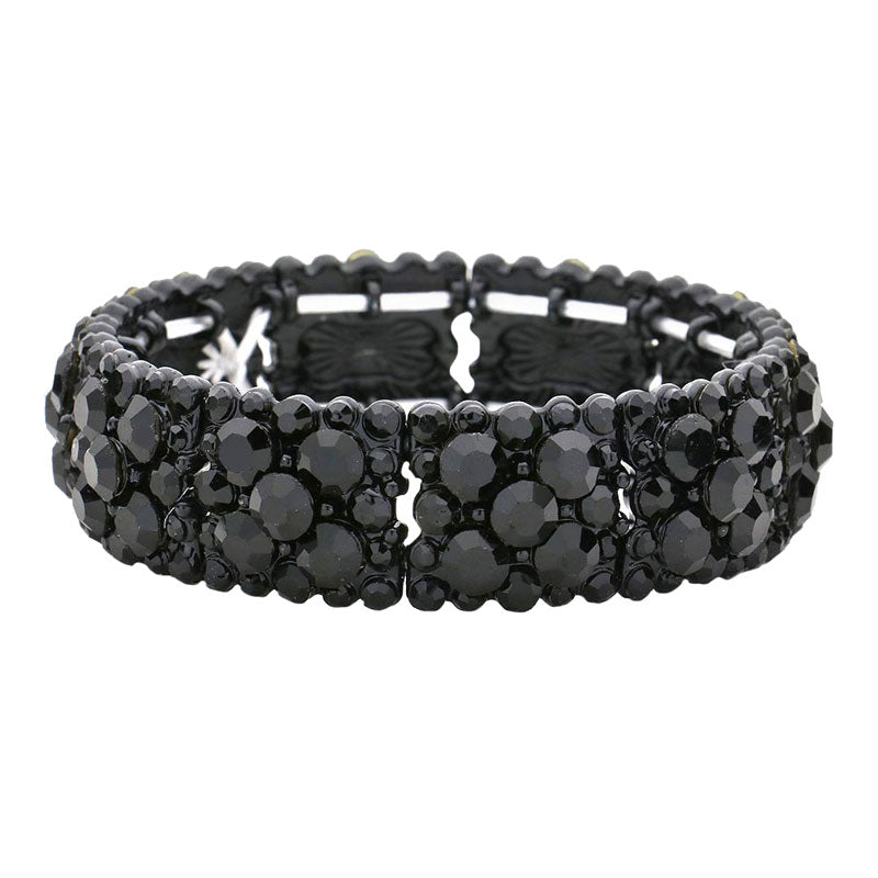 Jet Black Bubble Stone Cluster Stretch Evening Bracelet, Get ready with these Magnetic Bracelet, put on a pop of color to complete your ensemble. Perfect for adding just the right amount of shimmer & shine and a touch of class to special events. Perfect Birthday Gift, Anniversary Gift, Mother's Day Gift, Graduation Gift.