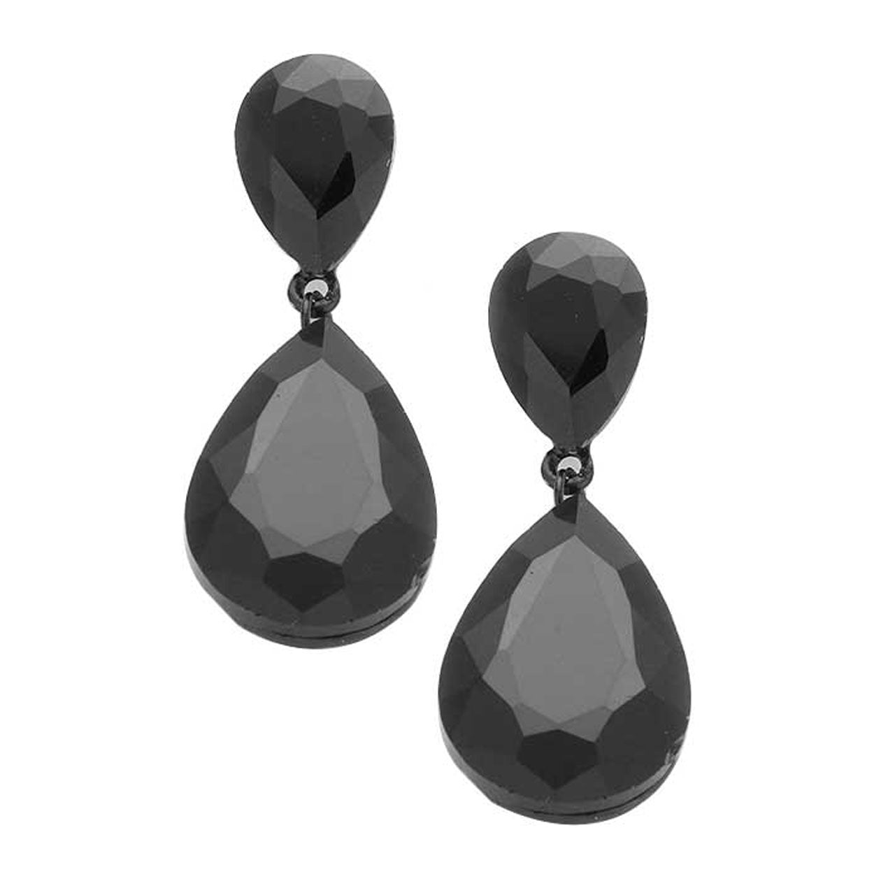 Jet Black Glass Crystal Teardrop Evening Earrings. This evening earring is simple and cute, easy to match any hairstyles and clothes. Suitable for both daily wear and party dress. Great choice to treat yourself and This earrings is perfect for Holiday gift, Anniversary gift, Birthday gift, Valentine's Day gift for a woman or girl of any age.