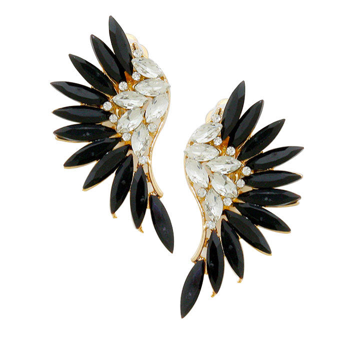 Jet Black Marquise Stone Cluster Wing Clip on Earrings. These gorgeous Marquise stone pieces will show your class in any special occasion. The elegance of these stone goes unmatched, great for wearing at a party! Perfect jewelry to enhance your look. Awesome gift for birthday, Anniversary, Valentine’s Day or any special occasion.
