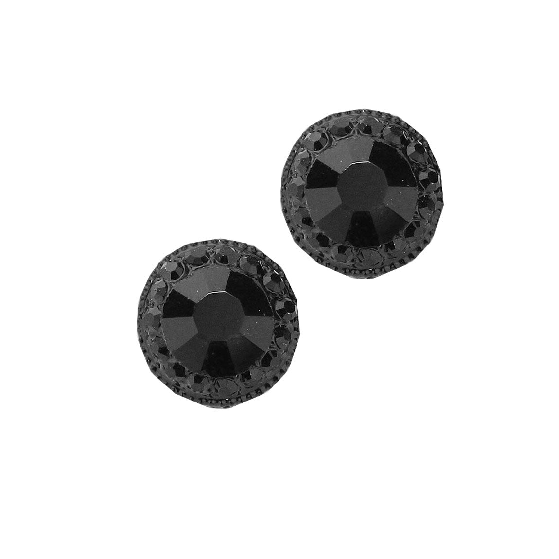 Jet Black Round Stone Stud Evening Earrings. Beautifully crafted design adds a gorgeous glow to any outfit. Jewelry that fits your lifestyle! Perfect Birthday Gift, Anniversary Gift, Mother's Day Gift, Anniversary Gift, Graduation Gift, Prom Jewelry, Just Because Gift, Thank you Gift.