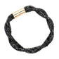 Jet Black Stone Embellished Twisted Magnetic Bracelet, Glam up your look with this Magnetic bracelet. Make your vibe extra sparkly with this eye-catching arm candy. The magnet clasp keeps the bracelet secure on your wrist and makes it easy to wear and take off. This wide Twisted- style bracelet works well as a statement jewelry piece. Awesome gift for birthday, Anniversary, Valentine’s Day or any special occasion.