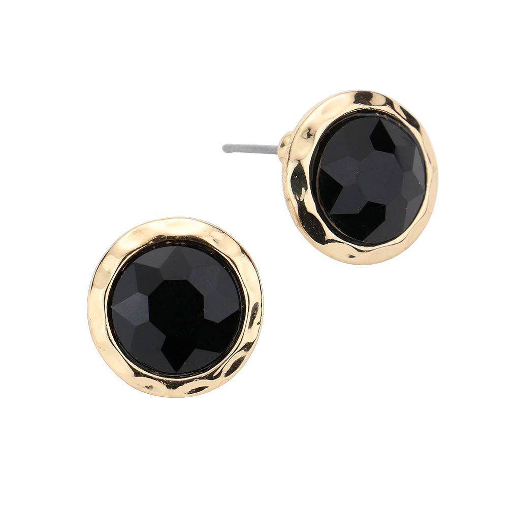 Jet Black Stylist Round Stone Stud Earrings, Delicately this stud earring will enhance your look, versatile enough for wearing straight through the week, perfectly lightweight for all-day wear, coordinate with any ensemble from business casual to everyday wear, the perfect addition to every outfit. Adds a touch of nature-inspired beauty to your look. Perfect Birthday Gift, Anniversary Gift, Mother's Day Gift, Graduation Gift, Prom Jewelry, Just Because Gift, Thank you Gift.