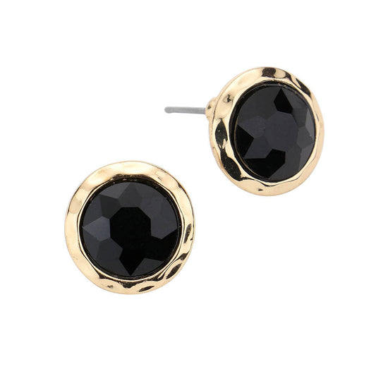 Jet Black Stylist Round Stone Stud Earrings, Delicately this stud earring will enhance your look, versatile enough for wearing straight through the week, perfectly lightweight for all-day wear, coordinate with any ensemble from business casual to everyday wear, the perfect addition to every outfit. Adds a touch of nature-inspired beauty to your look. Perfect Birthday Gift, Anniversary Gift, Mother's Day Gift, Graduation Gift, Prom Jewelry, Just Because Gift, Thank you Gift.