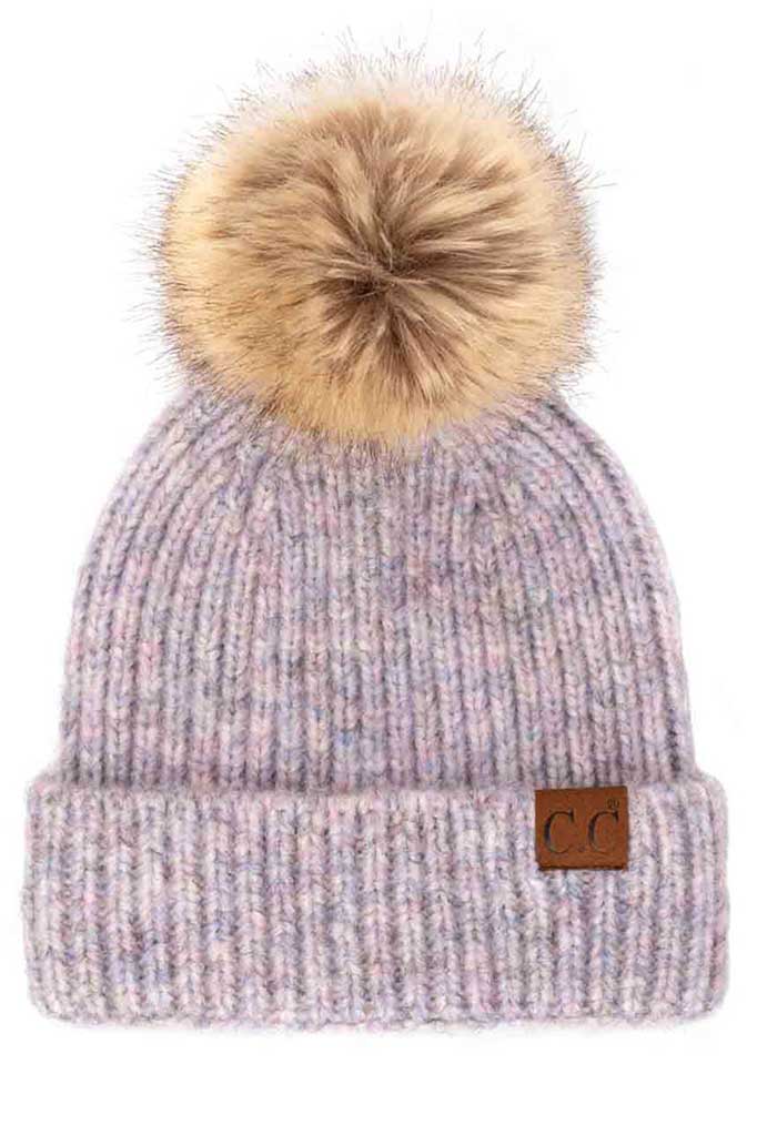 Lavender C.C Classic Rib Beanie With Faux Fur Pom, These awesome trendy women’s Rib Beanie With Faux Fur Pom are Warm, durable and comfortable. This will be your go-to beanie this fall and winter season. The classic style allows you to enhance your outfit, no matter your wardrobe. Accessorize the fun way with this faux fur pom pom hat, Awesome winter gift accessory! Perfect Gift Birthday, Christmas, Stocking Stuffer, Secret Santa, Holiday, Anniversary, Valentine's Day, Loved One.