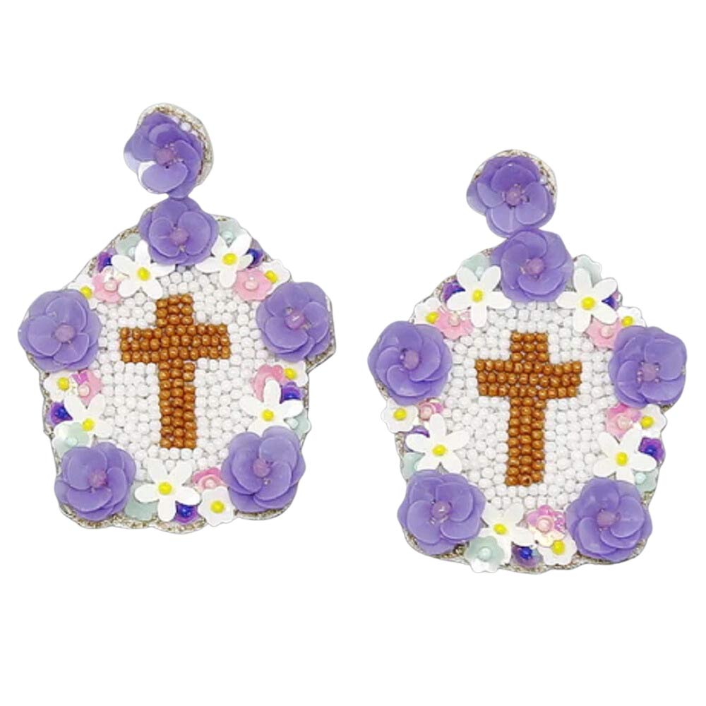 Lavender Easter Egg With Cross Seed Bead Earrings, embrace the easter spirit with these easter egg seed bead earrings. These adorable dainty gift earrings are bound to cause a smile or two. Perfect for the festive season. These cross-themed easter earrings are also suitable for daily wear. Delicate designs will never go out of style, unique on religious & special days. Surprise your loved ones with this Easter egg with cross earrings. This a great gift idea for your wife, mom, or your loving one.