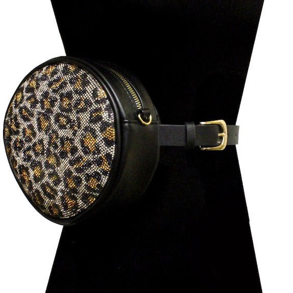 Leopard Rhinestone Pave Bling Round Clutch Crossbody Chain Belt Bag Fanny Pack, look like the ultimate fashionista when carrying this small chic bag, great for when you need something small to carry or drop in the bag. Perfect Birthday Gift, Valentine's Day Gift, Anniversary Gift, Love You Gift, Mother's Day Gift, Thank you Gift