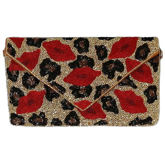 Leopard Lips And Hearts Seed Beaded Clutch, these beautiful clutch bags are a wonderful accessory for your everyday outfit of your trendy choice! Perfect for the festive season and any occasion specially for Valentine's. These pretty tiny gift Clutch bags are sure to bring a smile to your face.