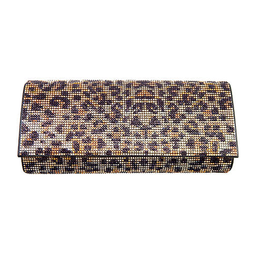 Leopard Patterned Crystal Evening Clutch Handbag, This high quality evening clutch is both unique and stylish. perfect for money, credit cards, keys or coins, comes with a wristlet for easy carrying, light and simple. Look like the ultimate fashionista carrying this trendy leopard Clutch Handbag!