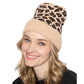 Camel Leopard Pattern Ribbed Knit Cuff Beanie Hat before running out the door reach for this toasty beanie to keep you incredibly warm. Fun accessory, it's the autumnal touch to finish your ensemble. Birthday Gift, Christmas Gift, Anniversary Gift, Regalo Navidad, Regalo Cumpleanos, Regalo Dia del Amor, Valentine's Day Gift