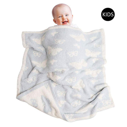 Light Blue  Butterfly Patterned Kids Blanket, is a highly versatile Star Patterned Blanket that is warm and beautiful at the same time. This reversible throw blanket is perfect for kids and adults of all ages. Give your bedroom or living room a neutral look update with a bold butterfly printed design on both sides. This beautiful blanket keeps your kids perfectly warm, cozy & toasty. 