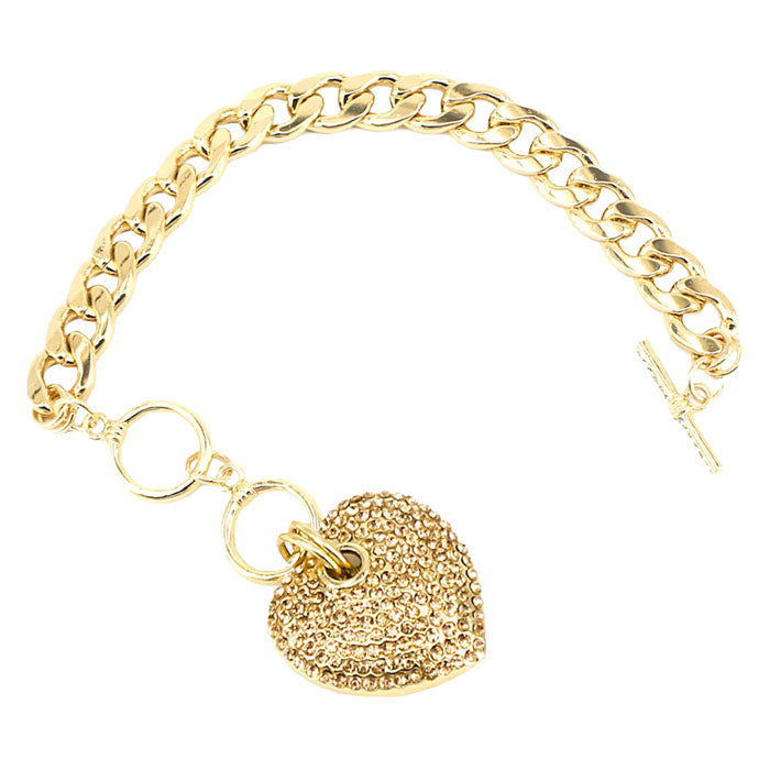 Light Col Topaz Rhinestone Embellished Heart Charm Toggle Bracelet. Look like the ultimate fashionista with these bracelets! Add something special to your outfit this Valentine! special It will be your new favorite accessory. Perfect Birthday Gift, Anniversary Gift, Mother's Day Gift, Anniversary Gift, Graduation Gift, Prom Jewelry, Valentine's Day Gift, Thank you Gift.