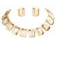 Light Col Topaz Emerald Cut Stone Link Evening Necklace, This gorgeous necklace jewelry set will show your class on any special occasion. The elegance of these stones goes unmatched, great for wearing at a party! stunning jewelry set will sparkle all night long making you shine like a diamond on special occasions. Perfect jewelry to enhance your look and for wearing at parties, weddings, date nights, or any special event. 