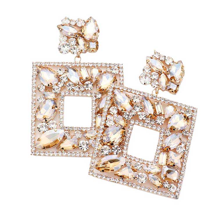 Light col Topaz Multi Stone Embellished Square Dangle Evening Earrings, put on a pop of color to complete your ensemble. Beautifully crafted design adds a gorgeous glow to any outfit. Perfect for adding just the right amount of shimmer & shine. Perfect for Birthday Gift, Anniversary Gift, Mother's Day Gift, Graduation Gift.