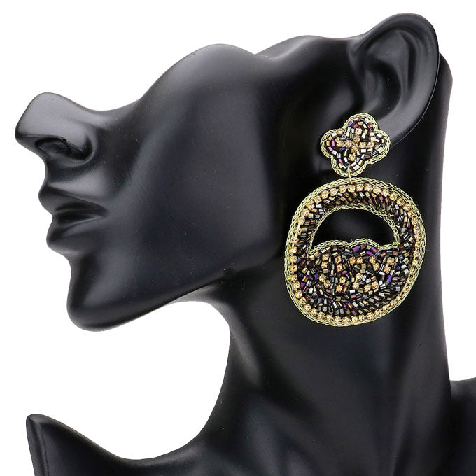 Light Col Topaz Post Back Rhinestone Beaded Quatrefoil Link Dangle Earrings, put on a pop of color to complete your ensemble. Beautifully crafted design adds a gorgeous glow to any outfit Perfect for adding just the right amount of shimmer & shine . Perfect Birthday Gift, Anniversary Gift, Mother's Day Gift, Graduation Gift.