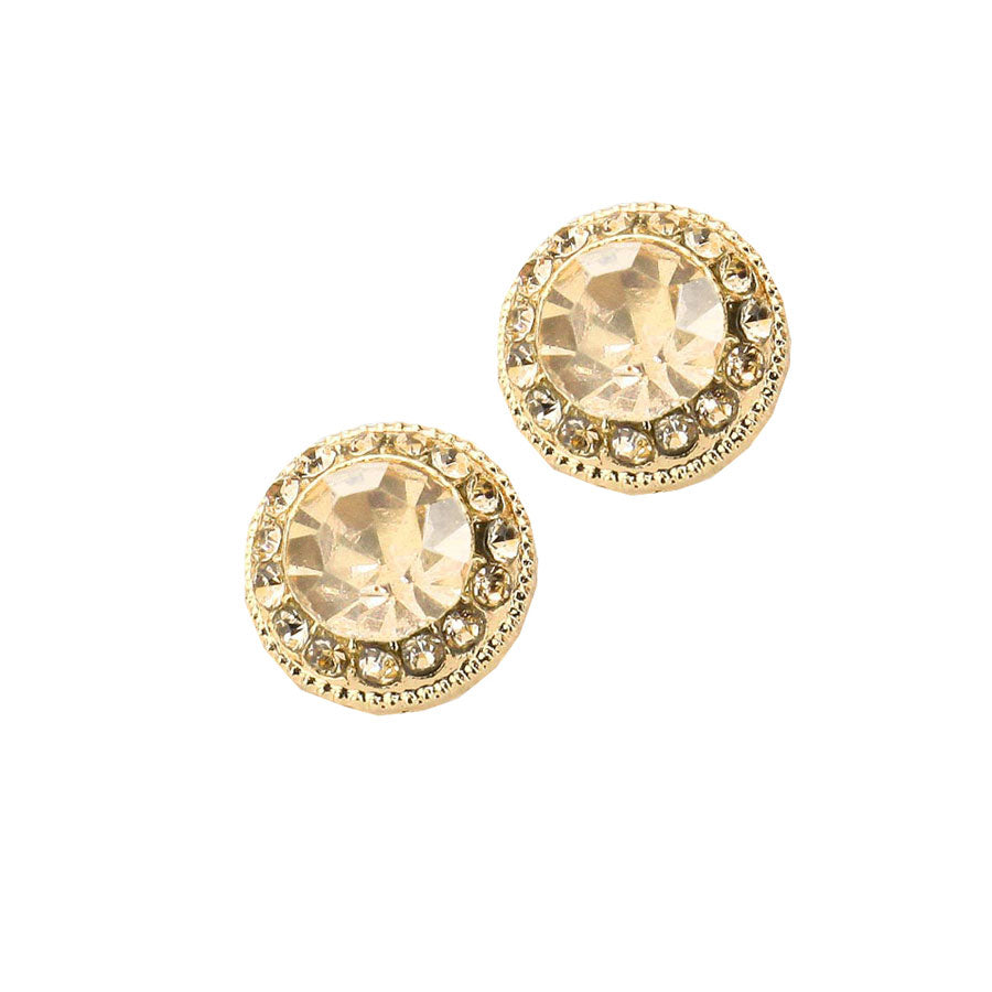 Light Col Topaz Round Stone Stud Evening Earrings. Beautifully crafted design adds a gorgeous glow to any outfit. Jewelry that fits your lifestyle! Perfect Birthday Gift, Anniversary Gift, Mother's Day Gift, Anniversary Gift, Graduation Gift, Prom Jewelry, Just Because Gift, Thank you Gift.