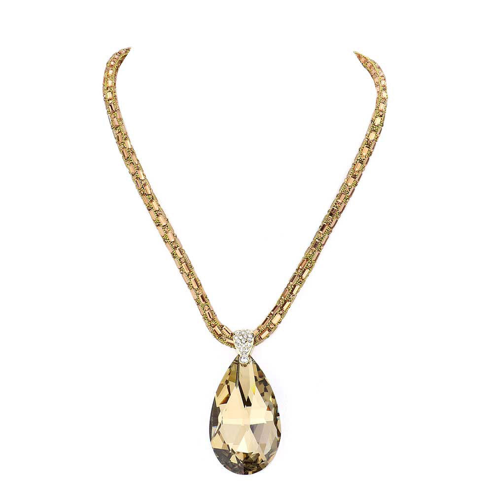 Light Col Topaz Teardrop Pendant Bling Necklace, Add this simple teardrop Pendant necklace to any look for a hint of bling! delicately polished necklace will enhance your look, versatile enough for wearing straight through the week, perfectly lightweight for all-day wear, coordinate with any ensemble from business casual to everyday wear, the perfect addition to every outfit. Adds a touch of nature-inspired beauty to your look. 