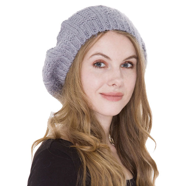 Gray Knitted Beret Hat, this Women Beret Hat is made with care and love from very soft and warm yarn. Wear it to lend a modern liveliness above a raincoat on trans-seasonal days in the city. Birthday Gift , Christmas Gift , Anniversary Gift, Regalo Navidad, Regalo Cumpleanos, Valentine's Day Gift.