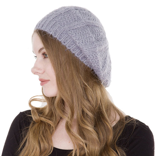 Gray Knitted Beret Hat, this Women Beret Hat is made with care and love from very soft and warm yarn. Wear it to lend a modern liveliness above a raincoat on trans-seasonal days in the city. Birthday Gift , Christmas Gift , Anniversary Gift, Regalo Navidad, Regalo Cumpleanos, Valentine's Day Gift.