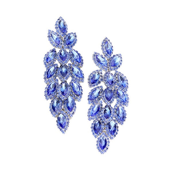 Light Blue Classic, Elegant Crystal Stone Leaf Cluster Marquise Evening Earrings Crystal Leaf Earrings Marquise Earrings Special Occasion ideal for parties, weddings, graduation, prom, holidays, pair these stud back earrings with any ensemble for a polished look. Birthday Gift, Mother's Day Gift, Anniversary Gift, Quinceanera