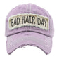 Lilac Distressed Bad Hair Day Lavendar Baseball Cap, cool vintage cap turns your bad hair day into a good day. Faded color, embroidered patch and contrast stitching cap with fun statement will be your favorite. Birthday Gift, Mother's Day Gift, Anniversary Gift, Thank you Gift, Regalo Cumpleanos, Regalo Dia de la Madre, Sports Day 