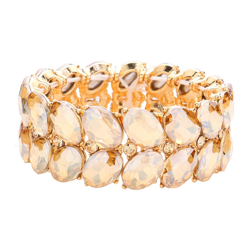 Lt Col Topaz Oval Stone Cluster Stretch Evening Bracelet, These gorgeous Oval stone pieces will show your class on any special occasion. These bracelets are perfect for any event whether formal or casual or for going to a party or special occasion. The perfect gift for a birthday, Valentine’s Day, Party, Prom, Christmas, etc.