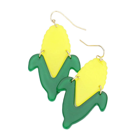 Lucite Corn Dangle Earrings, This Dangle earring is simple and cute, easy to match any hairstyles and clothes. Great choice to treat yourself and This fruit themed earrings is perfect for Holiday gift, Anniversary gift, Birthday gift, Valentine's Day gift, Vacation Earrings, Party Favors to glam up your party outfit for a woman or girl of any age.