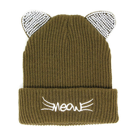 Soft, Cozy Meow Solid Stone Olive Green Cat Ear Beanie Hat Beige Cat Ear Hat Stone Hat Winter Hat, reach for this toasty hat to keep you incredibly warm when running out the door. Accessorize with this cat ear hat, it's the autumnal touch finish your outfit in style. Best Gift Birthday, Christmas, Night Out Cold Weather, Valentine's Day