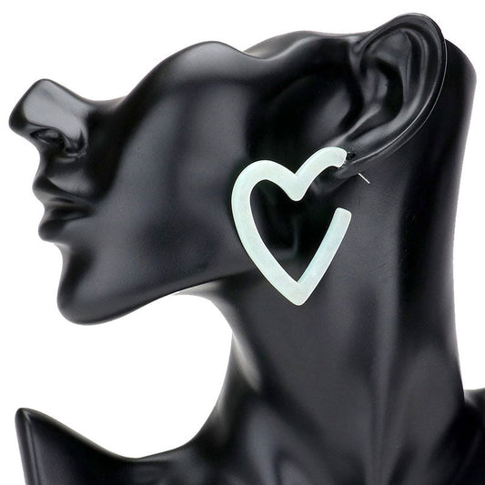 Mint Post Back Celluloid Acetate Open Heart Earrings. Beautifully crafted design adds a gorgeous glow to any outfit. Jewelry that fits your lifestyle! Perfect Birthday Gift, Anniversary Gift, Mother's Day Gift, Anniversary Gift, Graduation Gift, Prom Jewelry, Just Because Gift, Thank you Gift.