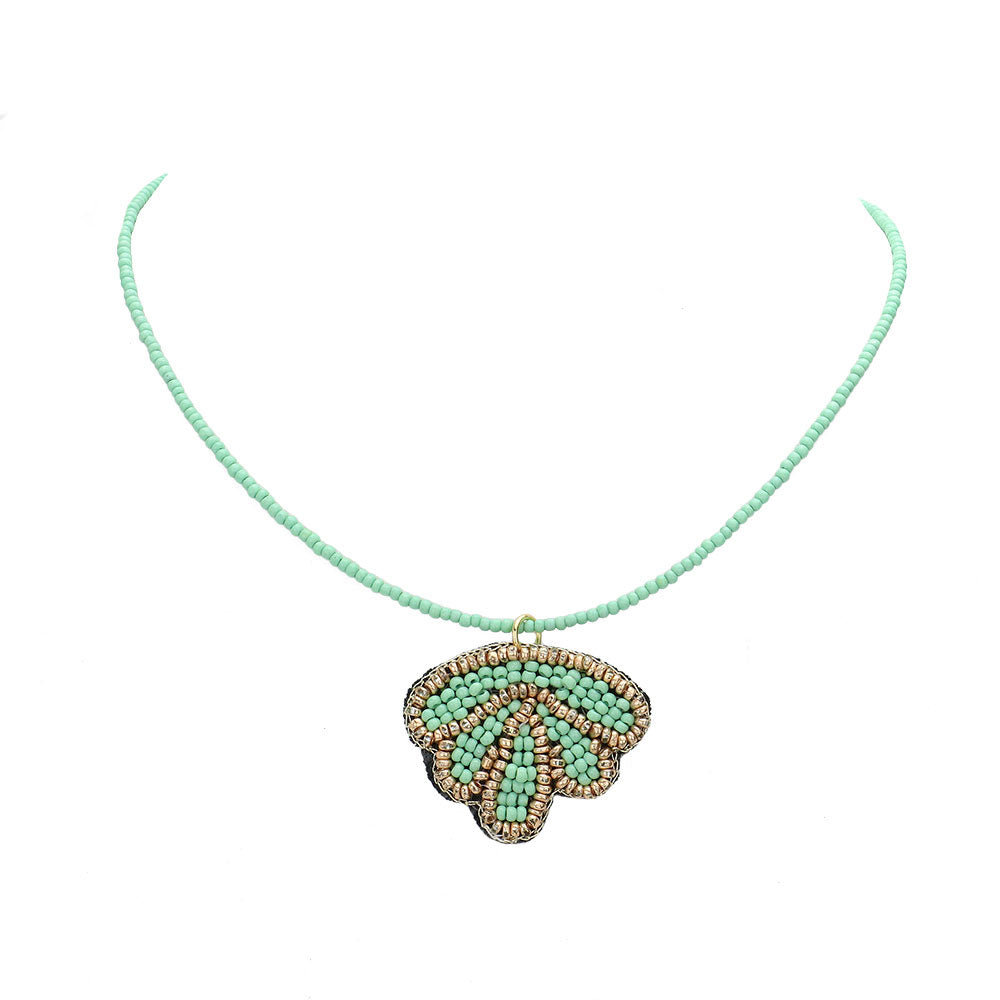 Mint Felt Back Seed Beaded Shell Pendant Necklace, this beautiful Sea Life & Shell-themed pendant necklace is the ultimate representation of your class & beauty. Perfect for adding just the right amount of shimmer & shine and a touch of class any day. Perfect gift for Birthdays, valentine's day & other meaningful occasions.